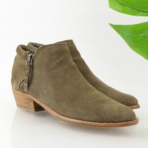 Steve Madden Womens Tobii Boot Size 6.5 Olive Suede Block Heel Bootie Comfy